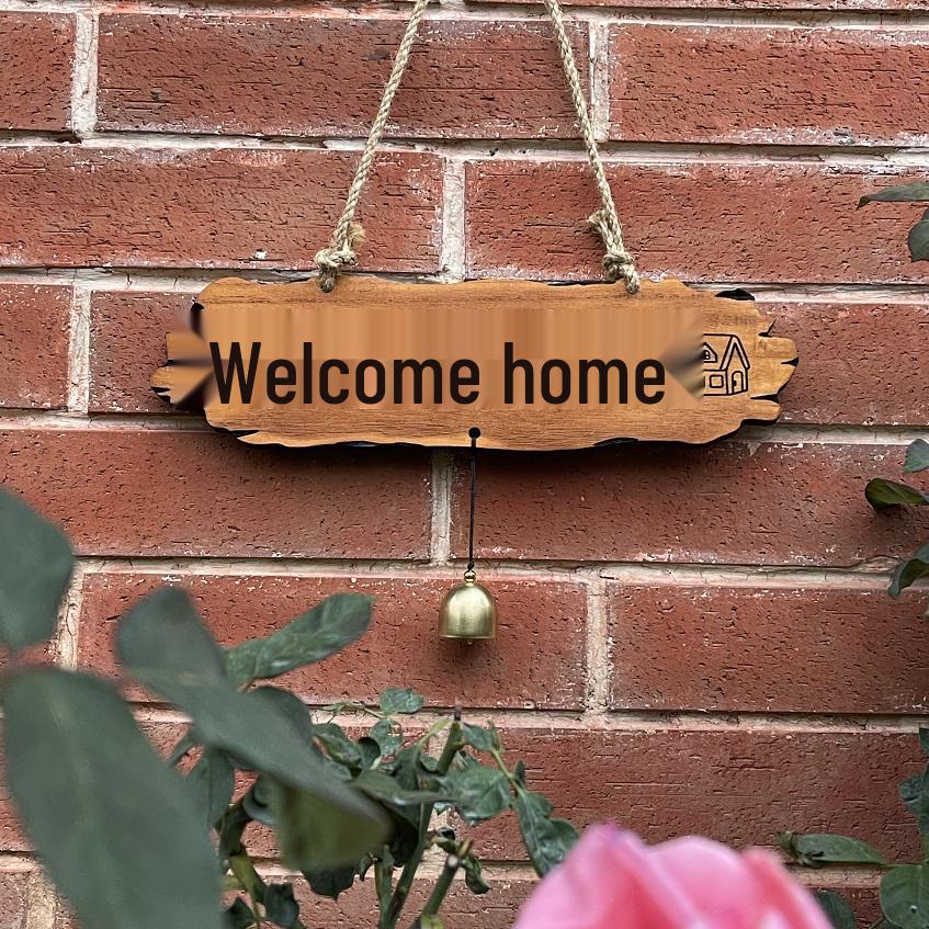 Letrero Colgante Personalizado de Madera Maciza para Puertas de Casa y Jardín