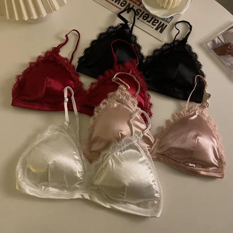 

Кружевной французский треугольный пуш-ап камисоль – Беспроводной, с защитой от провисания, тонкий бандажный топ с подкладкой для маленькой груди One Size