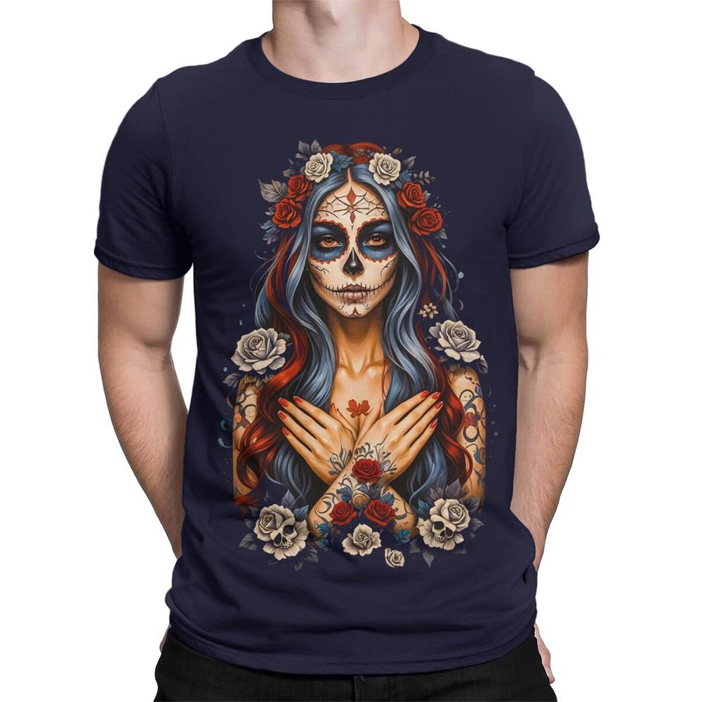 Gothic Sugar Skull Woman Portrait TShirt Dark Ornate Day of the Dead DT2382