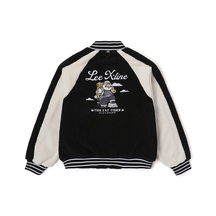 Lee X I Am Not A Fat Tiger Series FW23 Comfortable Faux Lamb Wool Zipper Cotton Jacket Unisex jackets Black LUT007210204202K11000