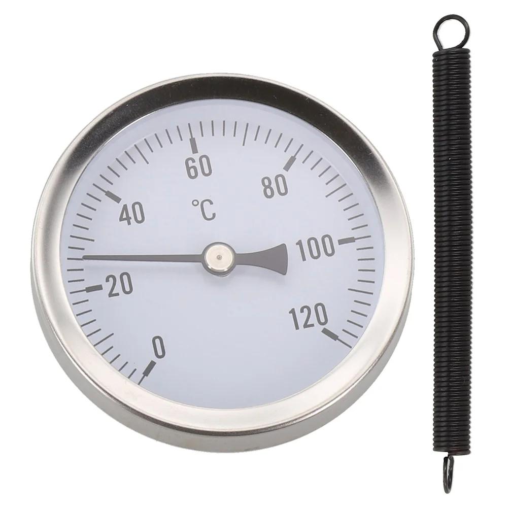 63mm Bimetall Pipe Thermometer Temperature Range Of 0-120°C With Fixing Spring Industrial Pipe Thermometer, Pointer Thermometer