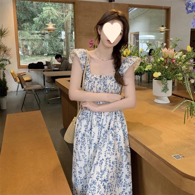 Xiaofei Sleeve Dress Summer New Small Fresh Gentle Strap Skirt Slim High Waist Skinny Long Dress