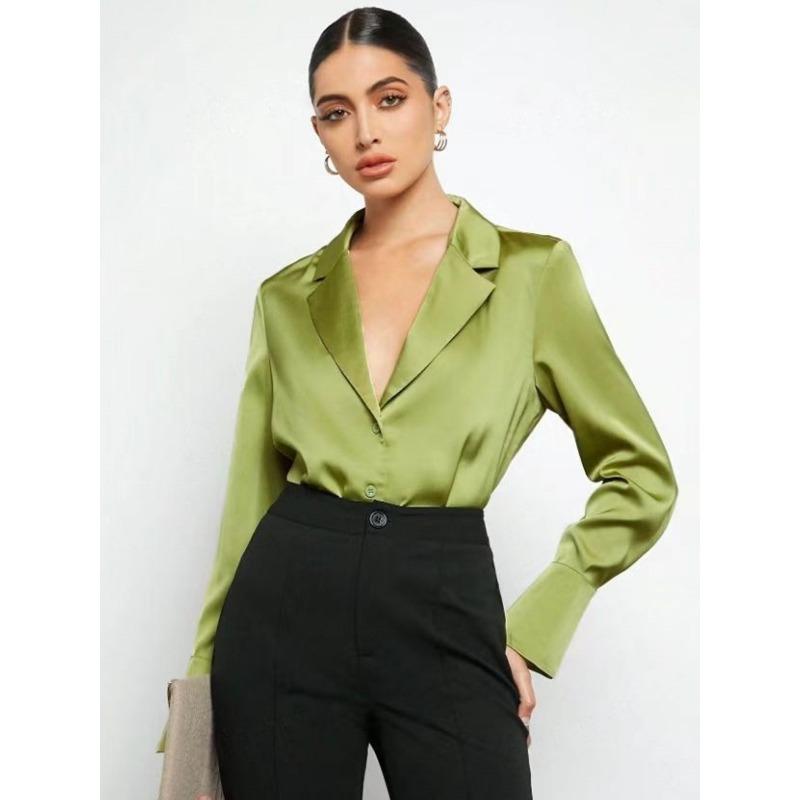 

Женский новый осенний простой топ с длинными рукавами L светло-зеленый