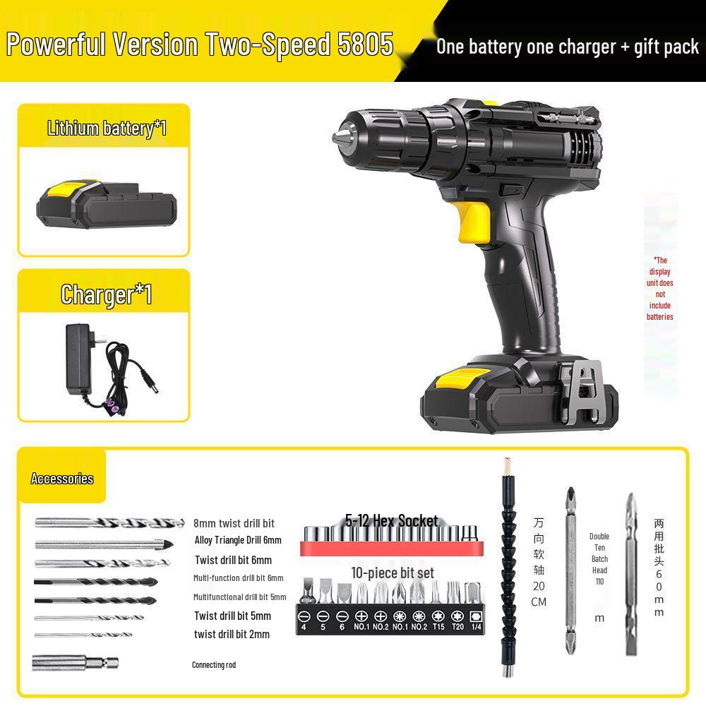 21V Rechargeable Handheld Drill with Lithium Battery and Pistol Grip
