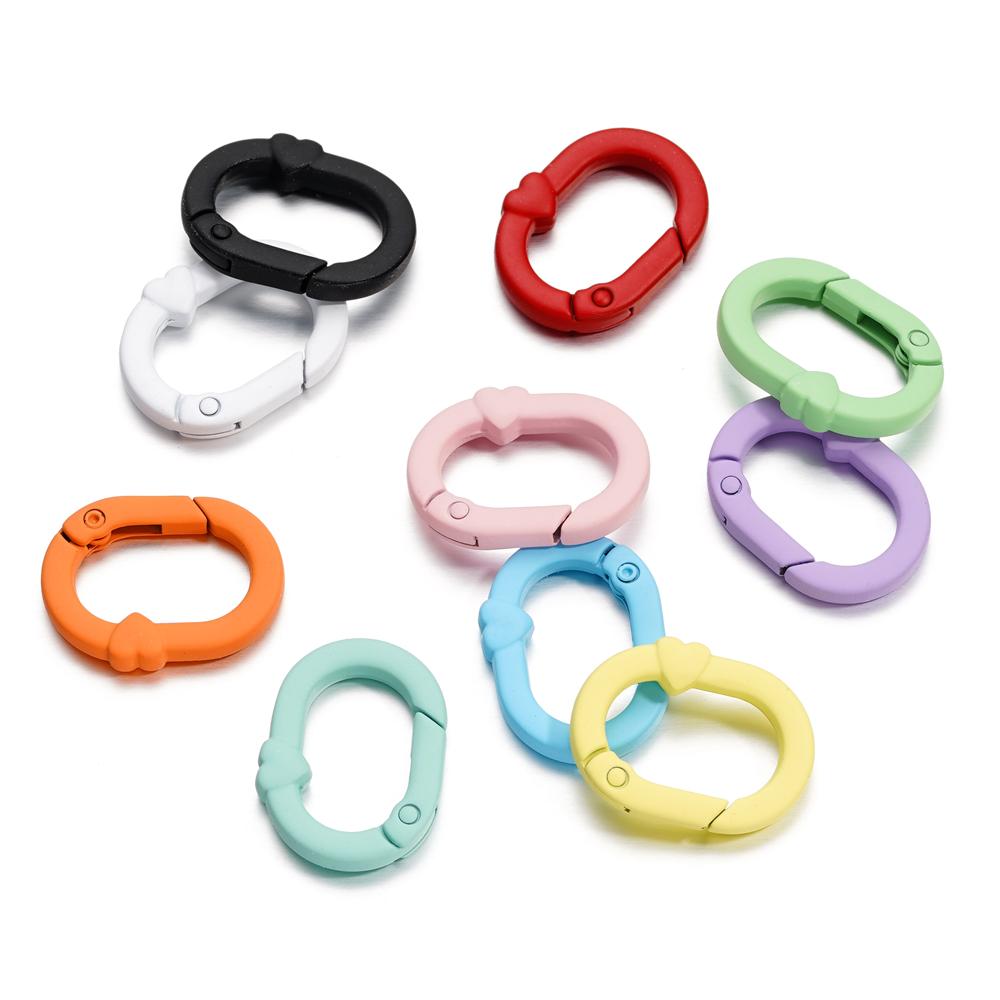

5Pcs Candy Color Metal Oval Ring Snap Hook Spring Clasps Clips Key Ring Connectors for DIY Keychain Jewelry Making Accessories 28mm x 5pcs