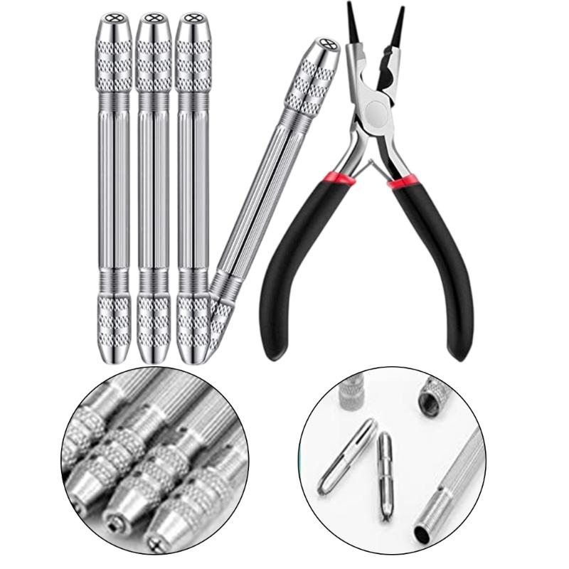 Double End Hand Drill Jewelry Making Set for Wire Twisting and Metalworking with Carbon Steel Bit