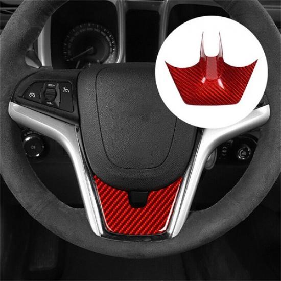 Bright Red Carbon Fiber Car Steering Wheel Chin Sticker For Chevrolet Camaro 13