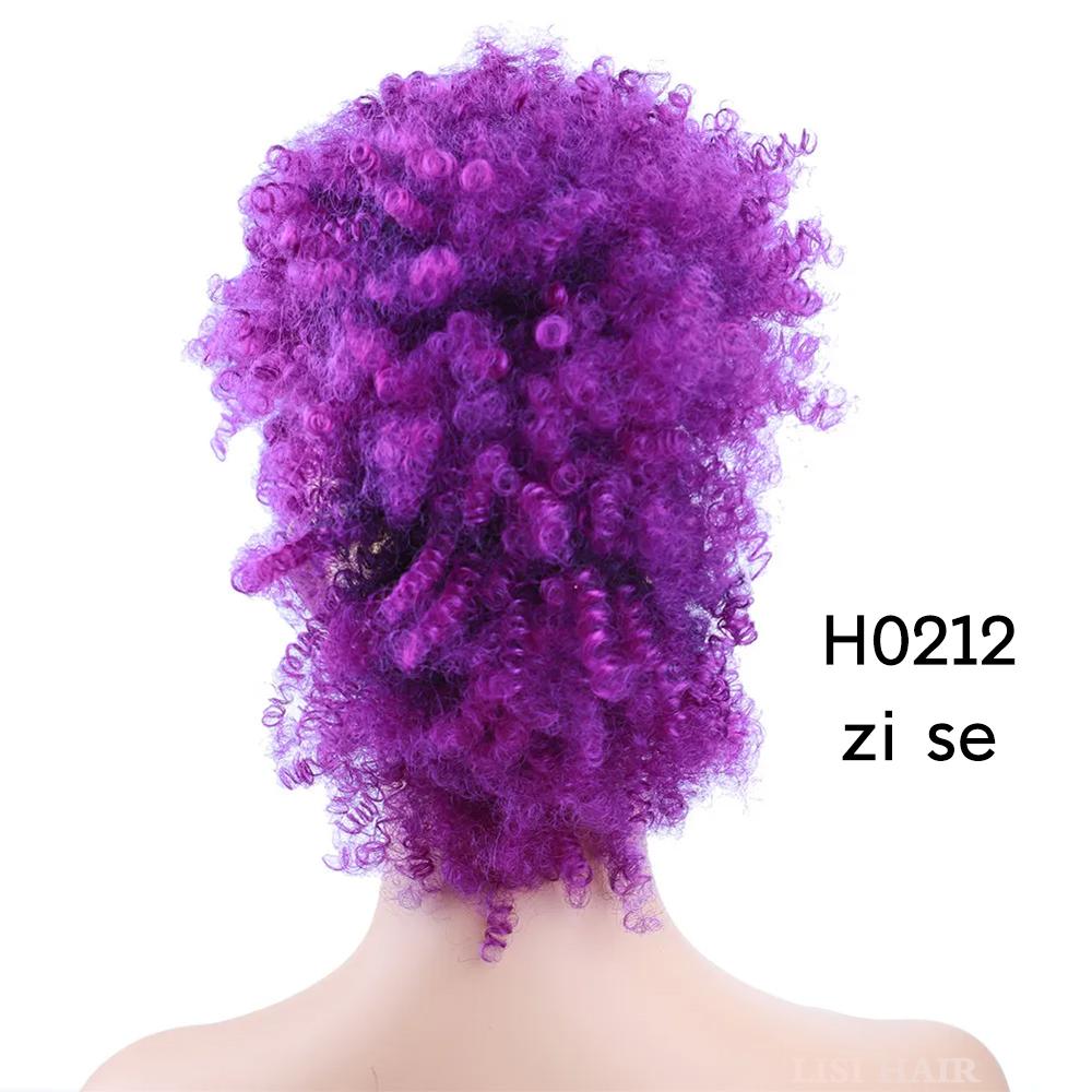 MISS WIG Estensioni sintetiche dei capelli Mohawk ricci crespi Pezzi di capelli colorati con clip per le donne Party