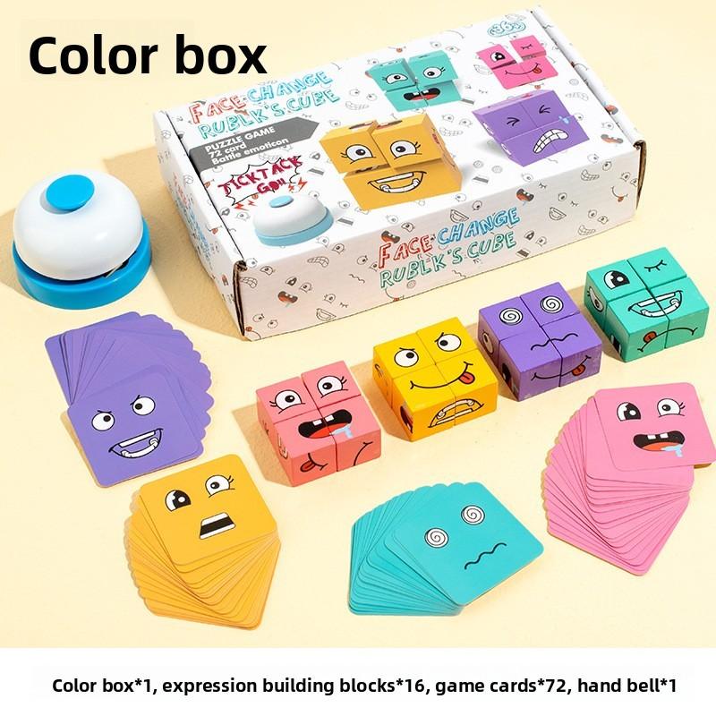 Face Wooden Changing Rubiks Cube Building Blocks With Challenge Cards Gift For