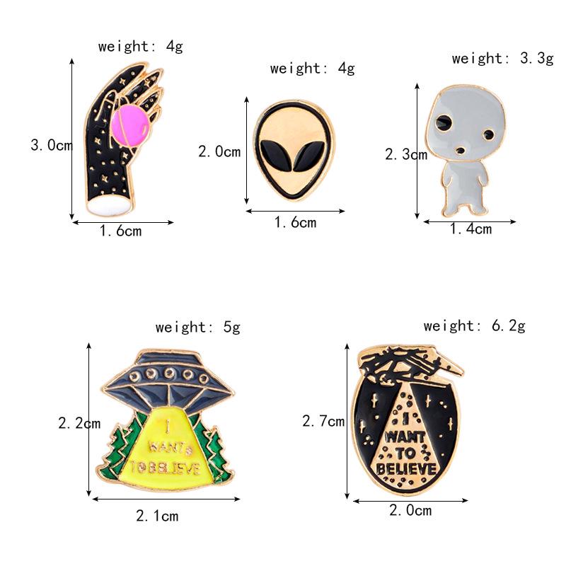 I Want To Believe Alien Spaceship Enamel Brooch