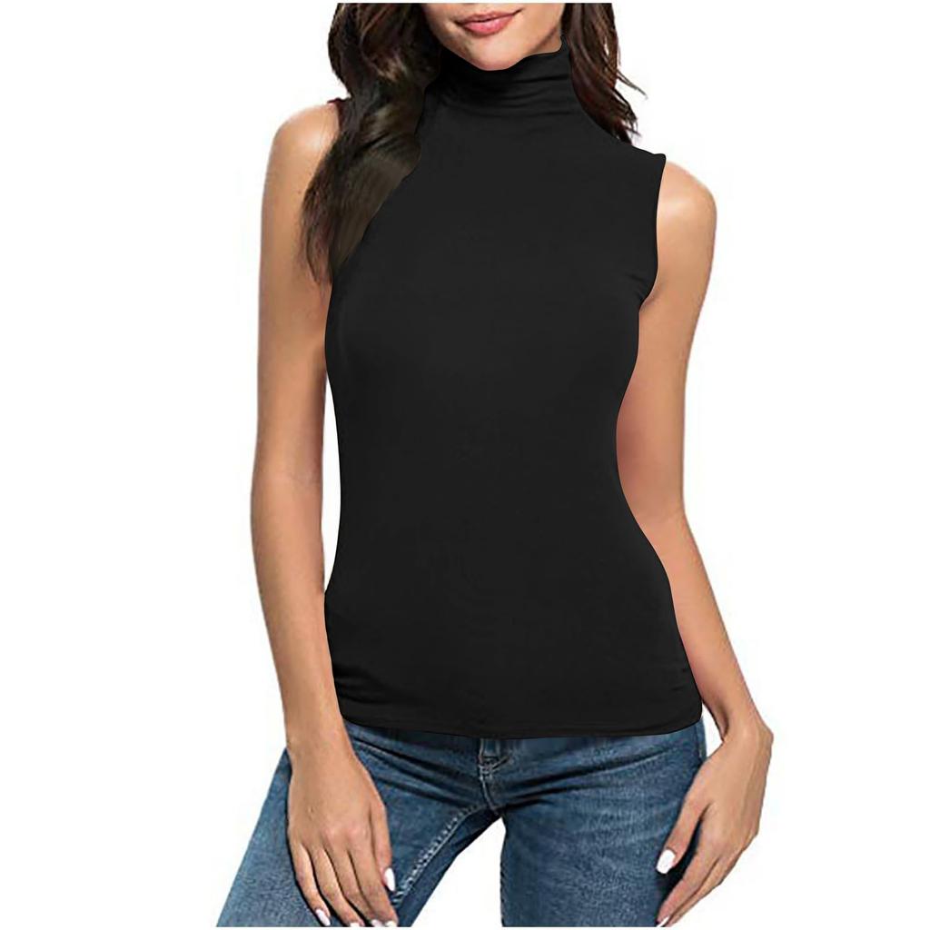 Moda Chaleco Casual Delgado Sin Mangas de Cuello Alto Top Transpirable Para Mujer