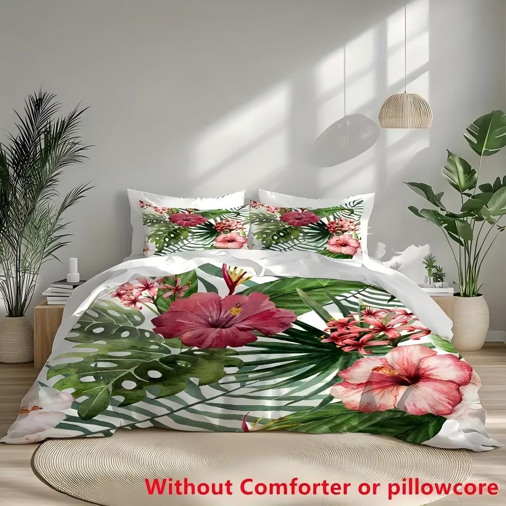 Watercolor Flowers Tropical Leaves 3D Printed Quilt Cover Home Textiles Bedding Cover Soft Comfortable Duvet Cover Pillowcases