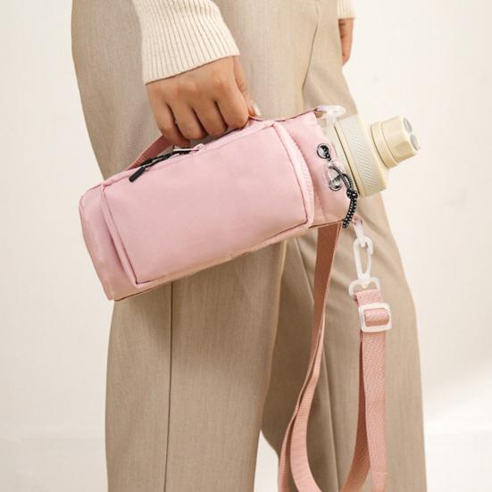 Commuter Bottle Carrying Case Crossbody Water Cup Carrier, Wear-resistant Protective Sleeve with Phone Pocket, Drawstring Anti Fall Protection Closure