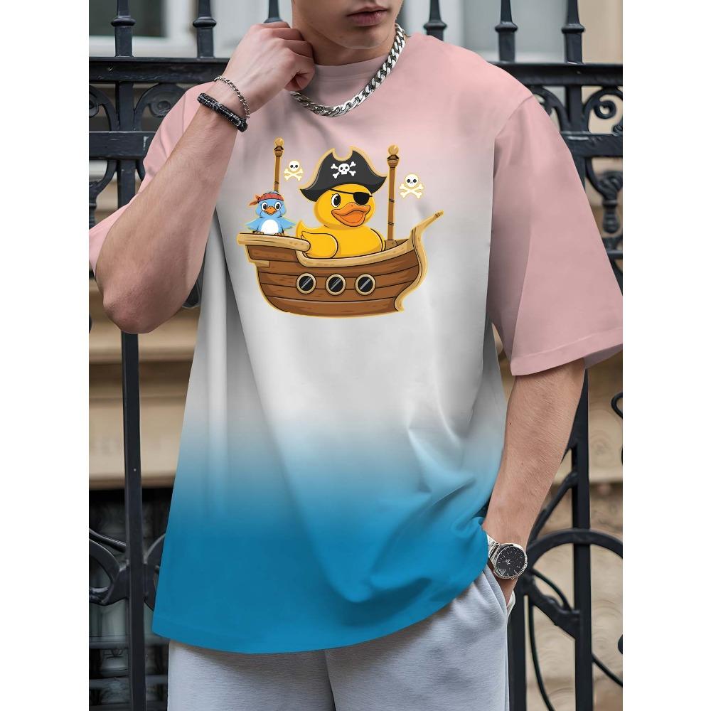 Funny Men's T Shirt Cartoon Duck Print Casual Short Sleeve Tops Tee Fashion T-shirts Outdoor Streetwear 2026 Hip Hop Clothing