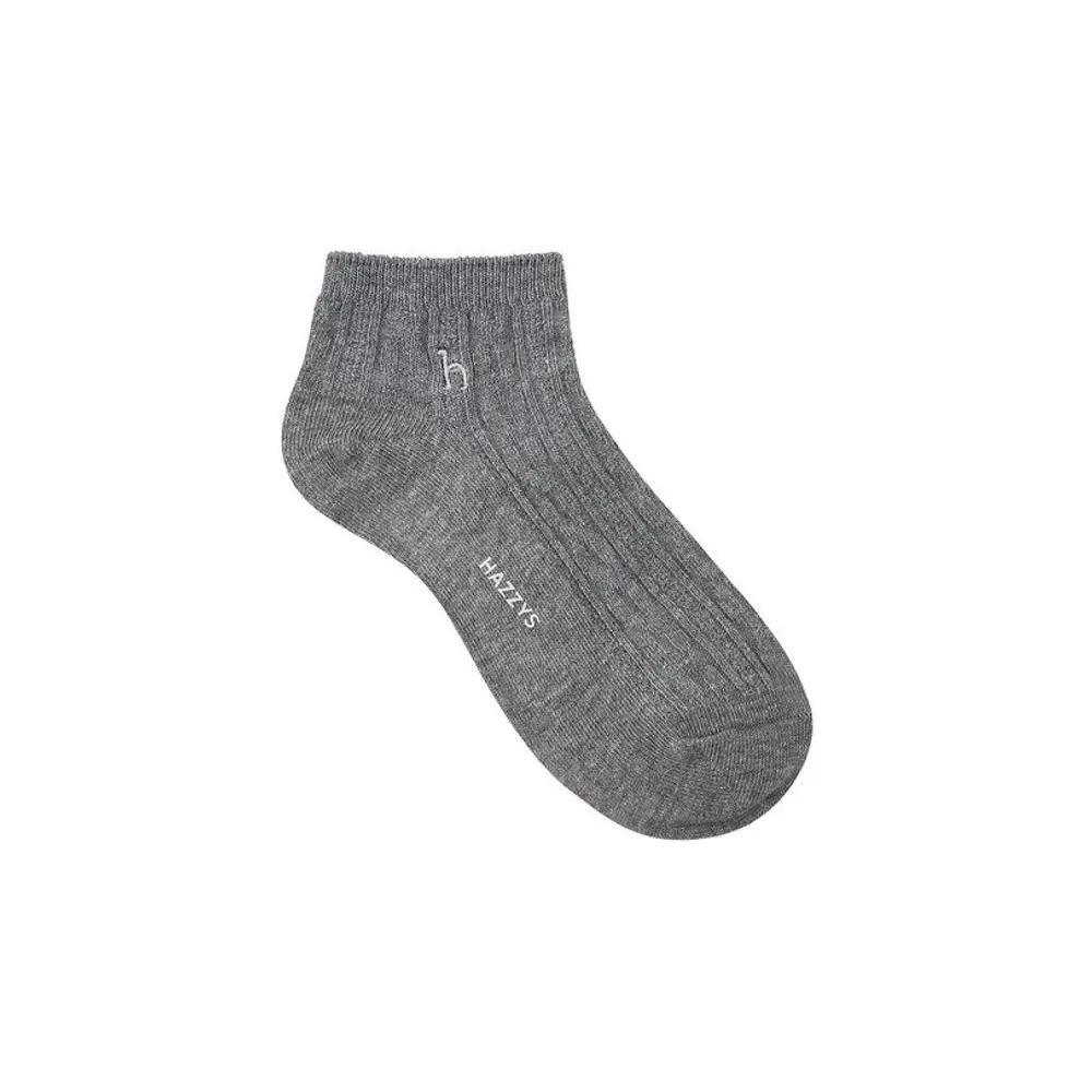 HISS6F113I2_Women's Beige Logo Embroidered Cotton Blend Ankle Socks 3-Piece Set