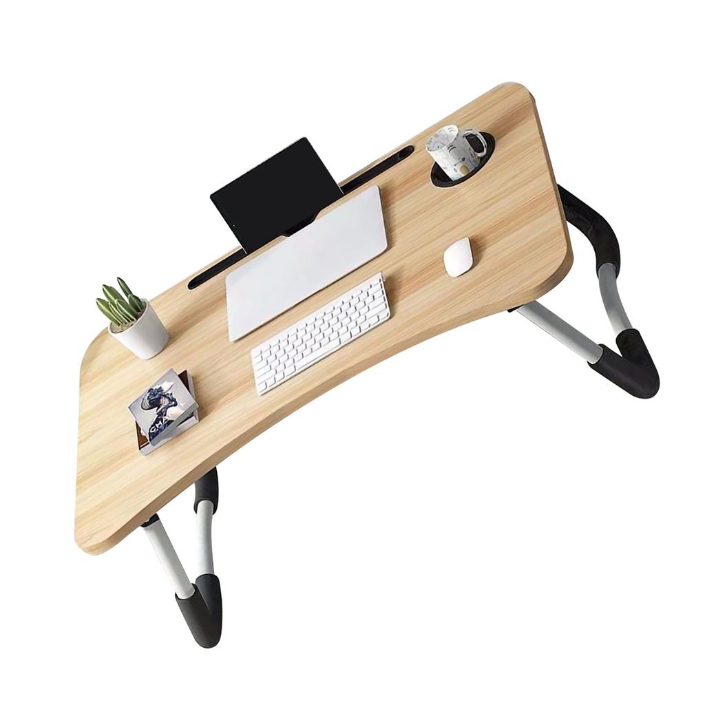 Kids Laptop Desk with Cup Holder Density Board Foldable Bed Table for Household Bedroom