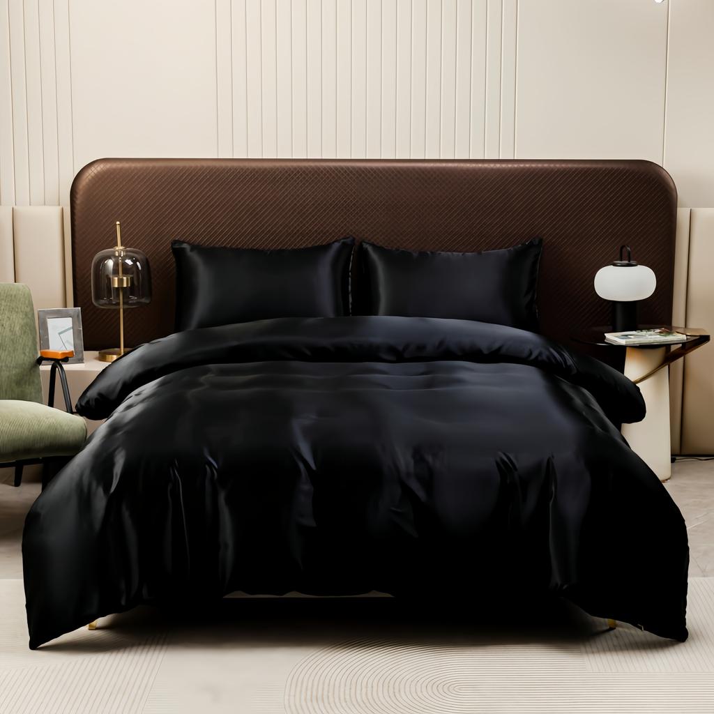 Kuup Satin Surface Duvet Cover Colored Bedding Set Queen Size Quilt Cover High Quality Skin-Friendly Fabric Bedding No Sheet