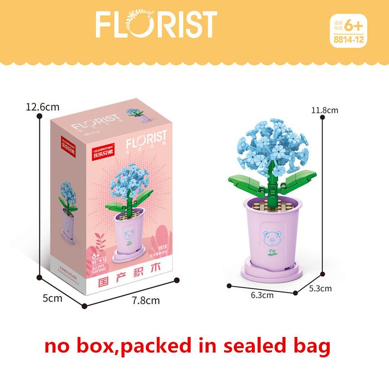 Creative Kawaii Milk Tea Cup Building Block Flower Bouquet Potted DIY Rose Bricks Decor Toys For Children Kids Christmas Gift