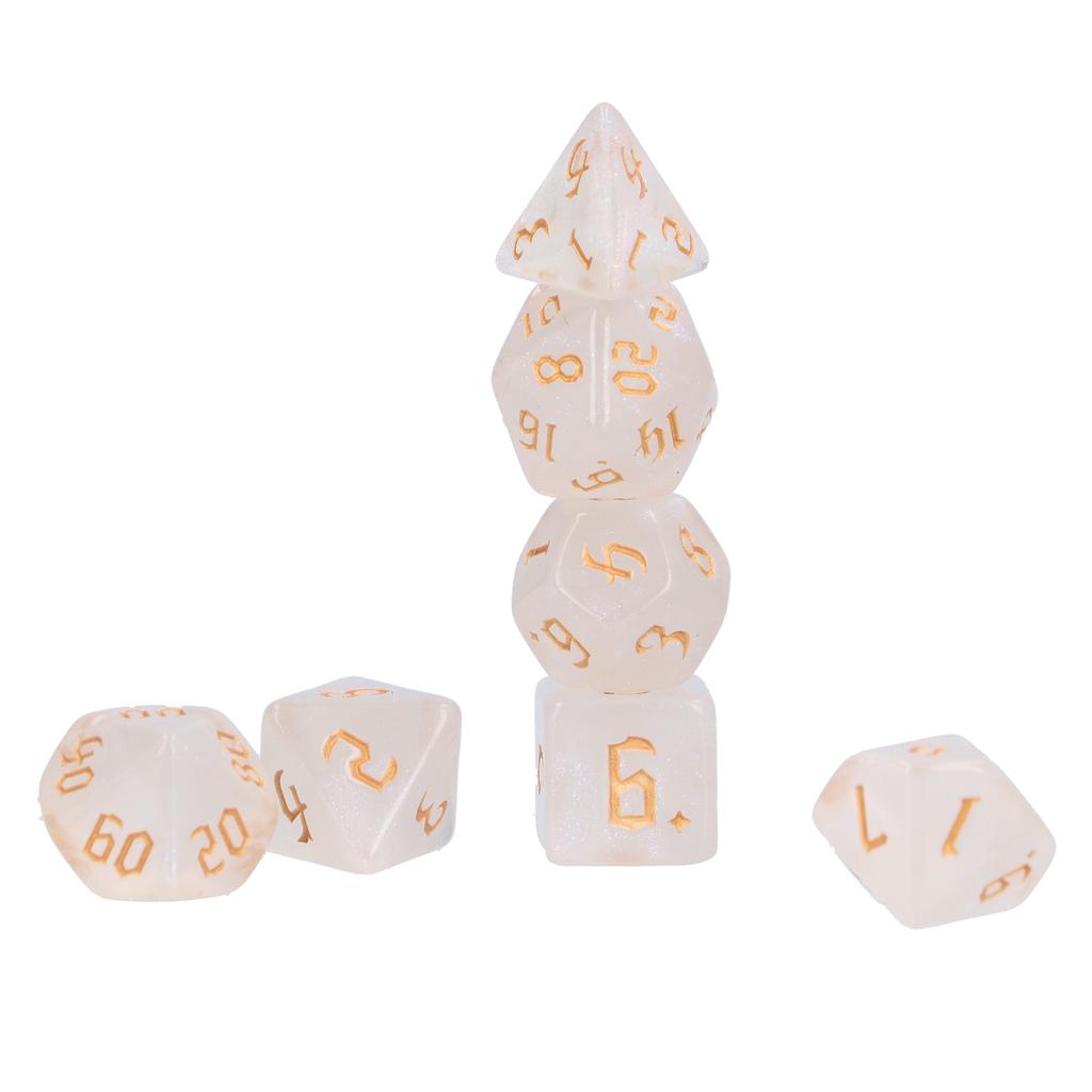 7pcs Polyhedral Dice Acrylic White Polyhedral 7‑Die Dice Game Toys for Role Playing