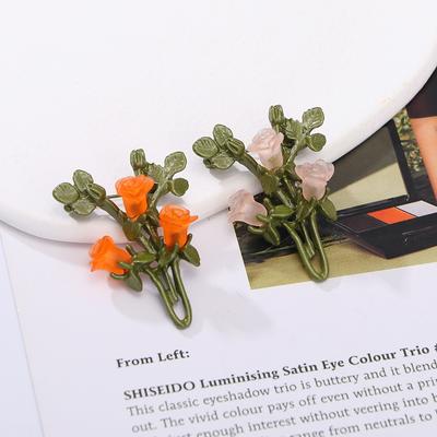 Resin Rose Bouquet Brooch Temperament Pin Atmospheric Literary Accessories Coat Suit Elegant Corsage