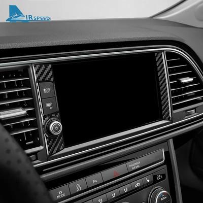 Real Soft Carbon Fiber Sticker For Seat Leon 2017 2018 LHD RHD Car Side of Central Control Frame Trim Interior Accessories