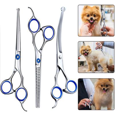 Pet Grooming Scissors Round Head Professional Stainless Steel Dog Hair Scissors Durable Pet Shears Animal Cutting Portable Set