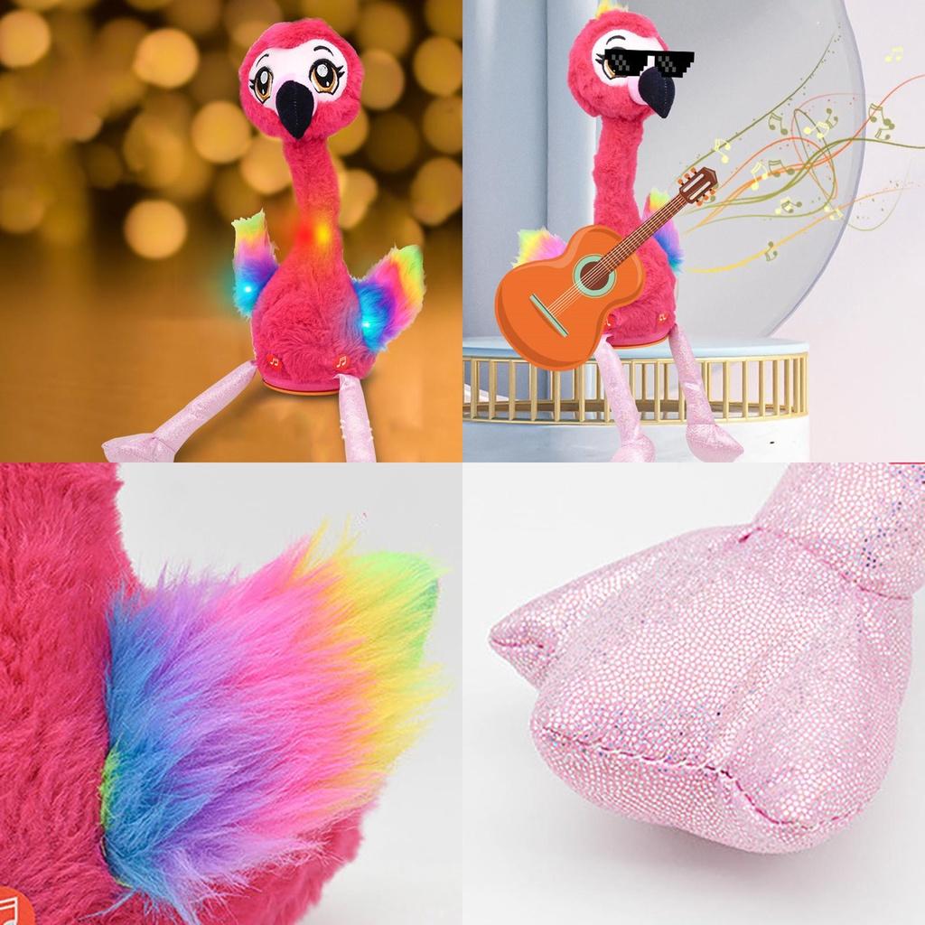Talking And Singing Flamingo Plush Toy Interactive Birthday Gift