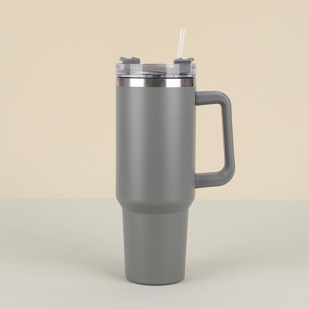 Large Capacity Oz Handle Cup Double-layer Bingba Cup Straw Thermos Cup Stainless Steel Car Cup