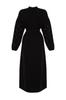 Women's Fashion New Hijab Dress Black Belted Pearl and Stone Detailed Woven Dress