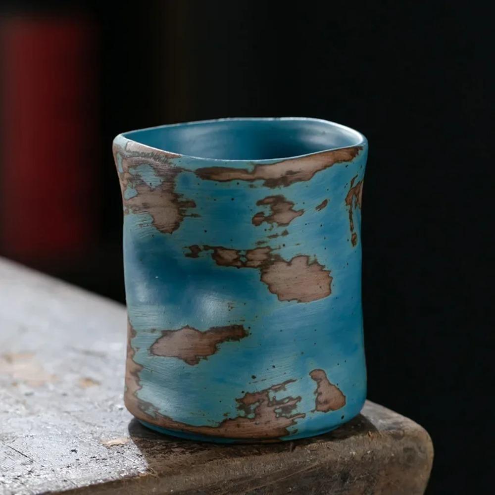 230ML Coarse Pottery Coffee Cup Hand Holding Cup Retro Japanese Ceramic Espresso Coffee Cup Living Room Decorative Ceramic