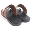 Pristine HERMES Sandals Shower Sandals Slides with Silver Metal Black brown Used
