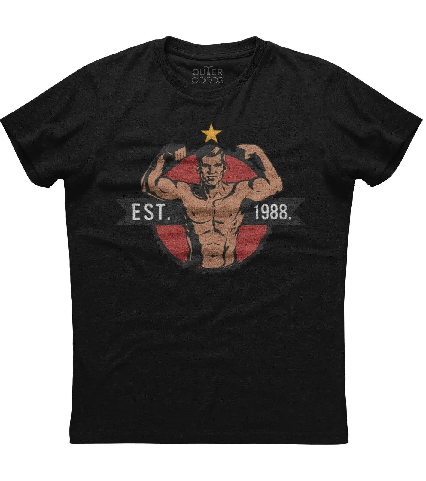 

Est 1988 Physical Fitness Designed Mens Short Sleeve New Cotton Black Tshirt 4XL