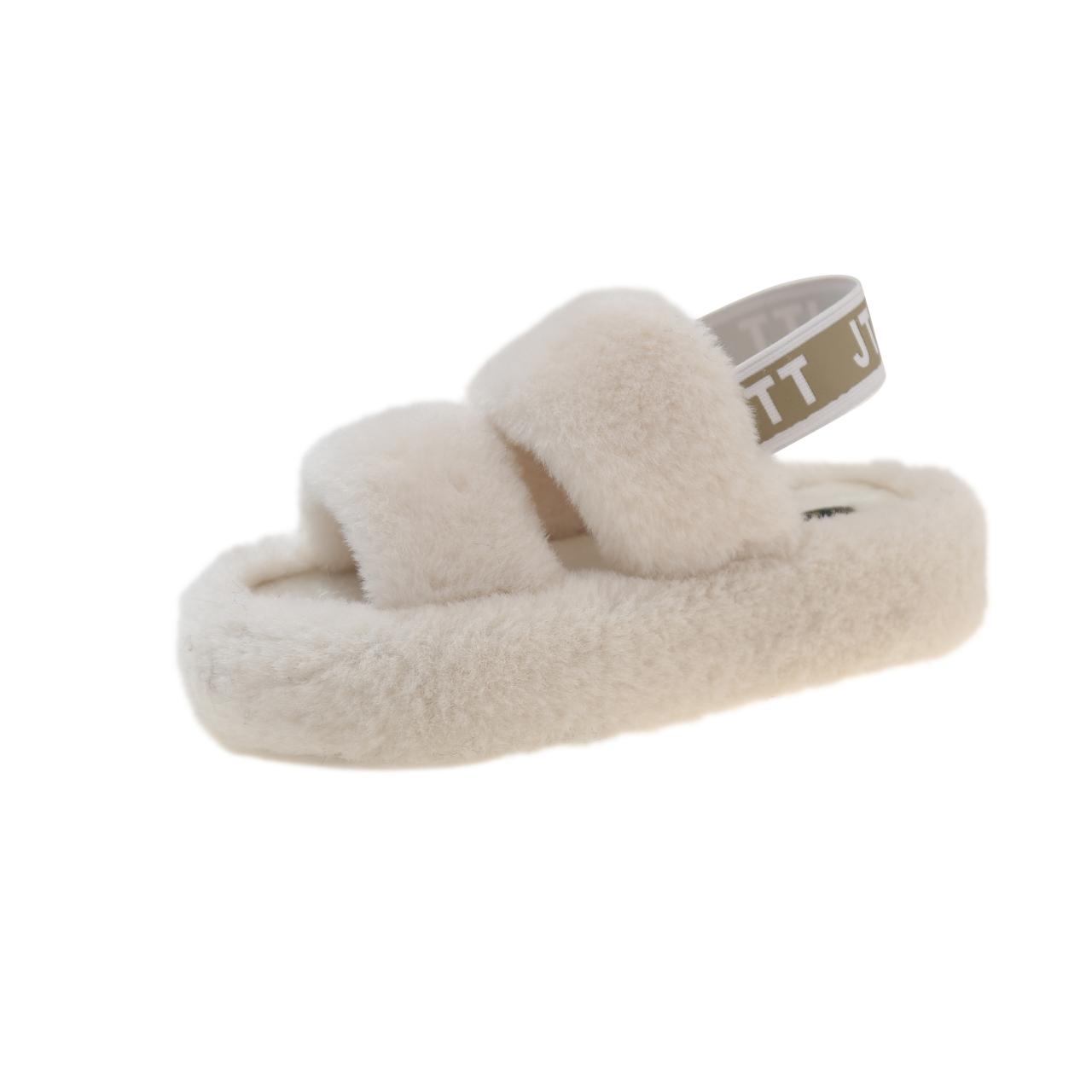 

Женские модные теплые пушистые тапочки, уютные домашние шлепанцы с крестиком из искусственного меха на плоской подошве, мягкие пушистые женские шлепанцы со знаменитостями 35 бежевый