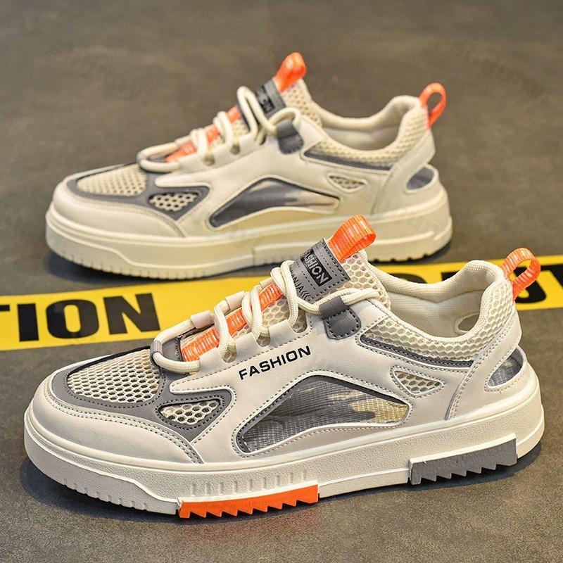 Fashion Summer Breathable Men's Vulcanized Shoes Comfortable Lace-up Outdoor Running Shoes 2025 New Mesh Casual Sneakers Tenis Masculino