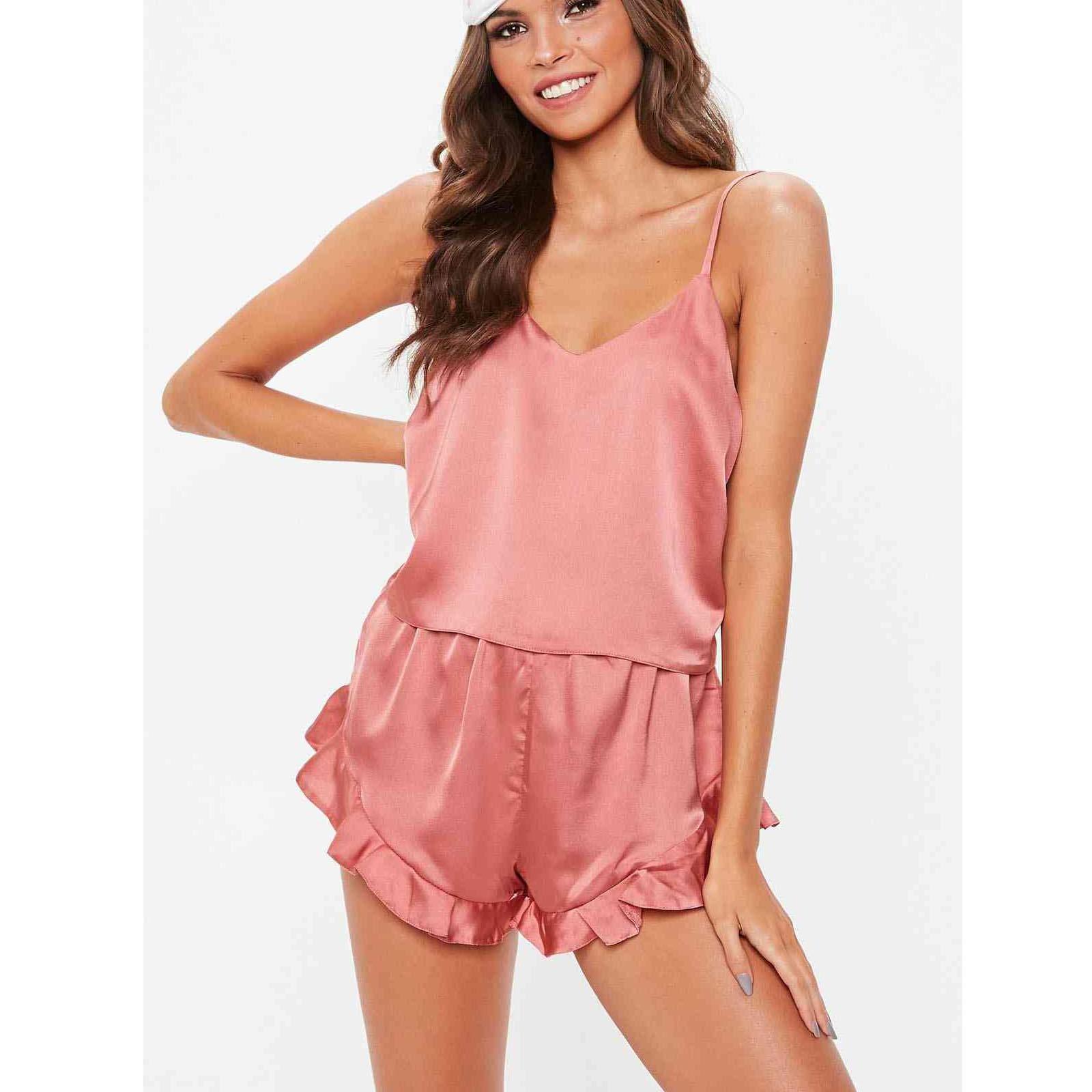 

Женский атласный костюм Merry See Розовый - Ms2308