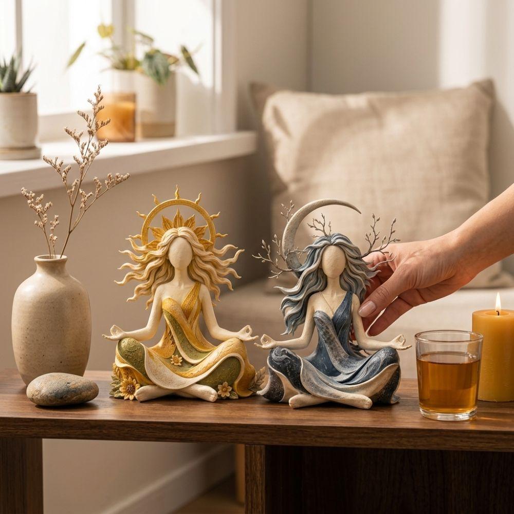 Faceless Seated Meditation Yoga Goddess Figurine Mother Earth Home Sculpture Desktop Decor