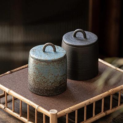Retro Ceramic Jars Household Japanese Four Seasons Ceramic Sealed Storage Jar Tea Stoneware Tea Moisture Resistant Storage Box