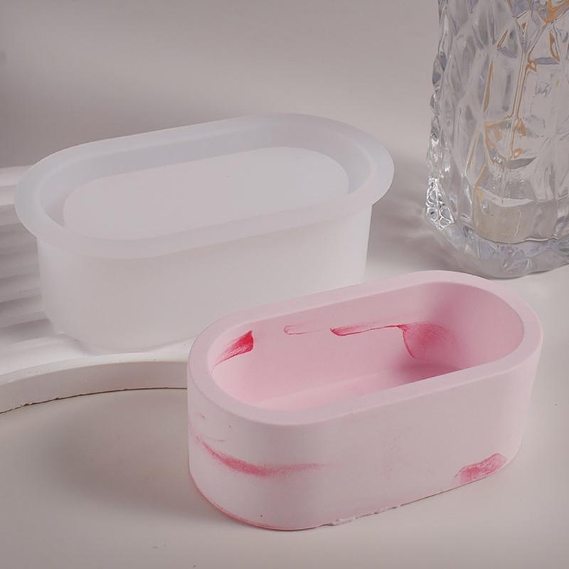 Oval Shape Silicone Mold Flower Planter Mold Flower Resin Mould Craft Art Home Decoration Bead Storage Box Mold