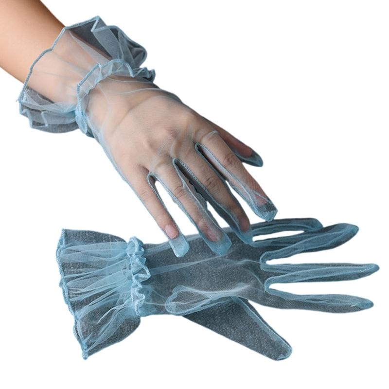 Wedding Gloves Proms Gloves Tulle Short Thin Gloves for Operas Women Lady Theme Proms Costume Accessories