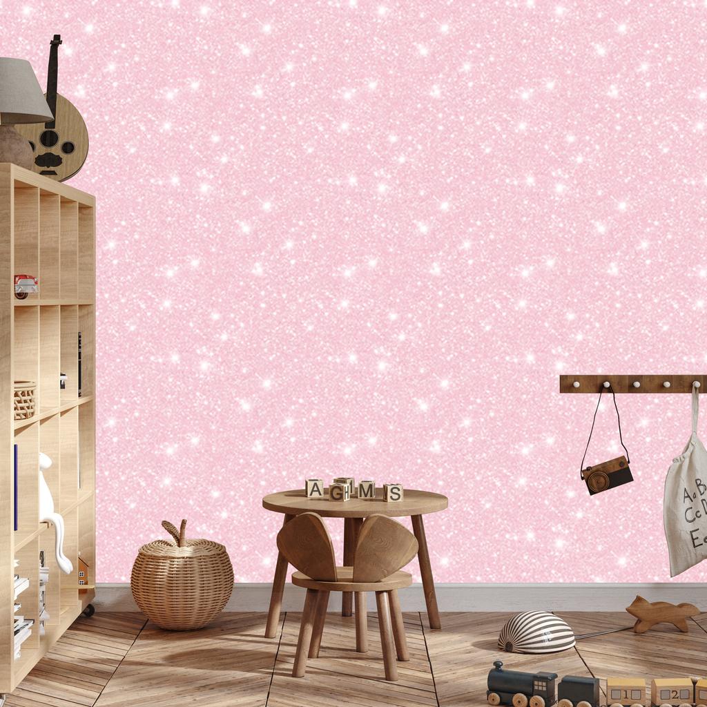 Powder Pink Glitter Wallpaper, Subtle Detail for Living Room and Bedroom 50x1000