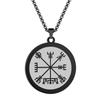 Kinitial Viking Compass Vegvisir Pendant Necklace for Men Boys Stainless Steel the Witcher Medallion Charm Chain Hip Hop Jewelry