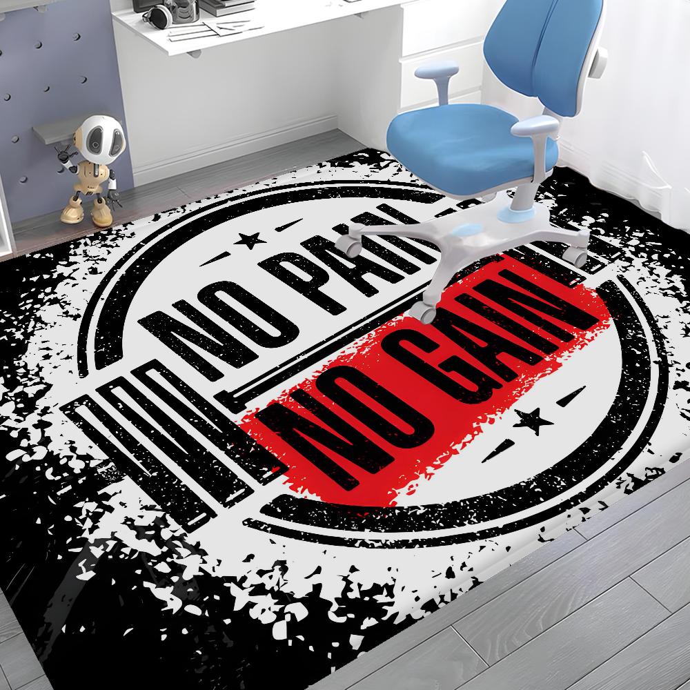No Pain No Gain GYM Room Mats Washable Non-Slip Living Room Sofa Chairs Area Mat Kitchen Alfombra