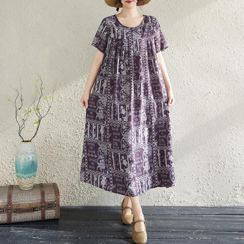 Summer Cotton Silk Loose Nightgown for Plus Size Women - Casual Mom Style Home Dress