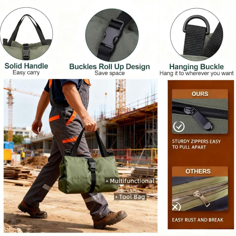 Heavy Duty Toolkit Storage Bag Waterproof Tool Organizer Tool Pouch  For Electricians Repairman