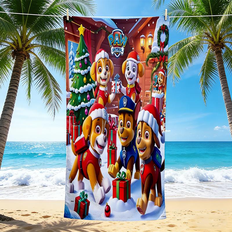 1Pc Paw Patrol Christmas Celebration Beach Towel Quick Dry Multiuse For Beach Pool Gym Yoga Home Travel Christmas Halloween Xmas Gift S1297
