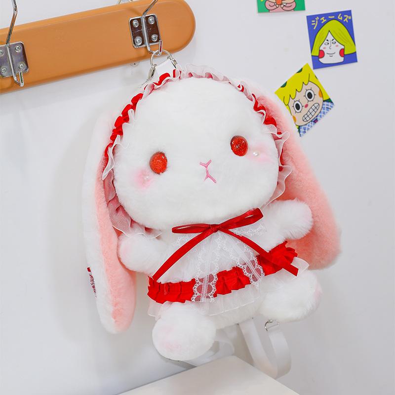 Lolita Rabbit Backpack Japanese Style Girl's Heart Cute Little Rabbit Plush Bag for Girls Birthday Gift