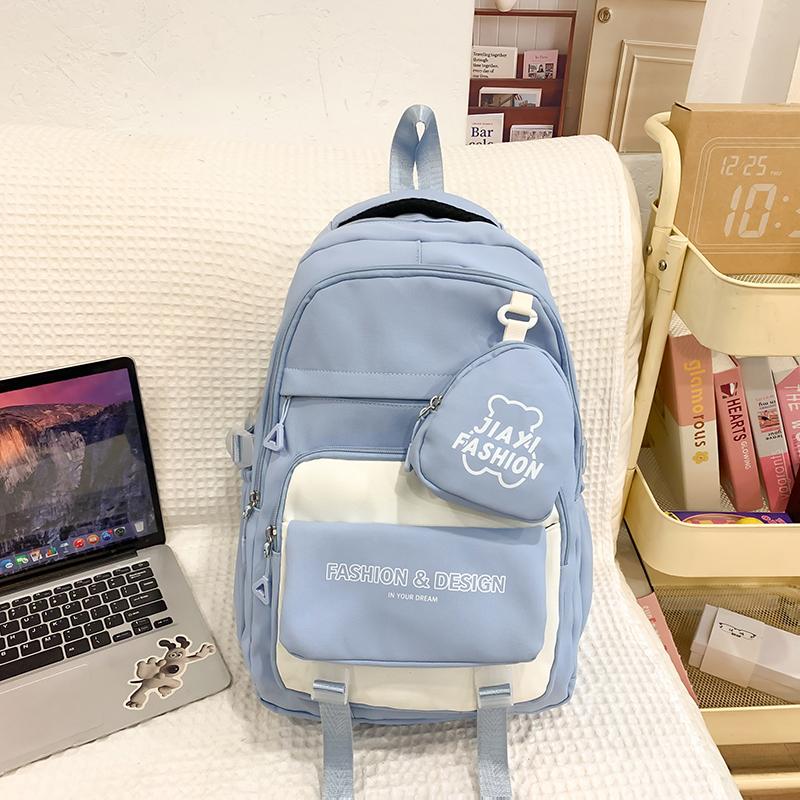 Цветной блок школьная сумка студенческий рюкзак в стиле колледжа женский рюкзак — фото 12