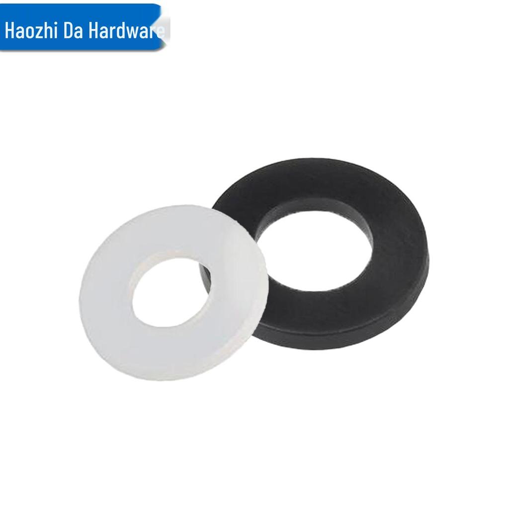 M2-M12 Wear-Resistant Nylon Insulating Washers, Round Hard Plastic, Available in White/Black
