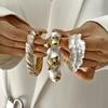 Vintage Punk Irregular Geometry Twisted Open Bangle for Women Hip Hop White Enamel Wide Chunky Bangle Charms Party Jewelry