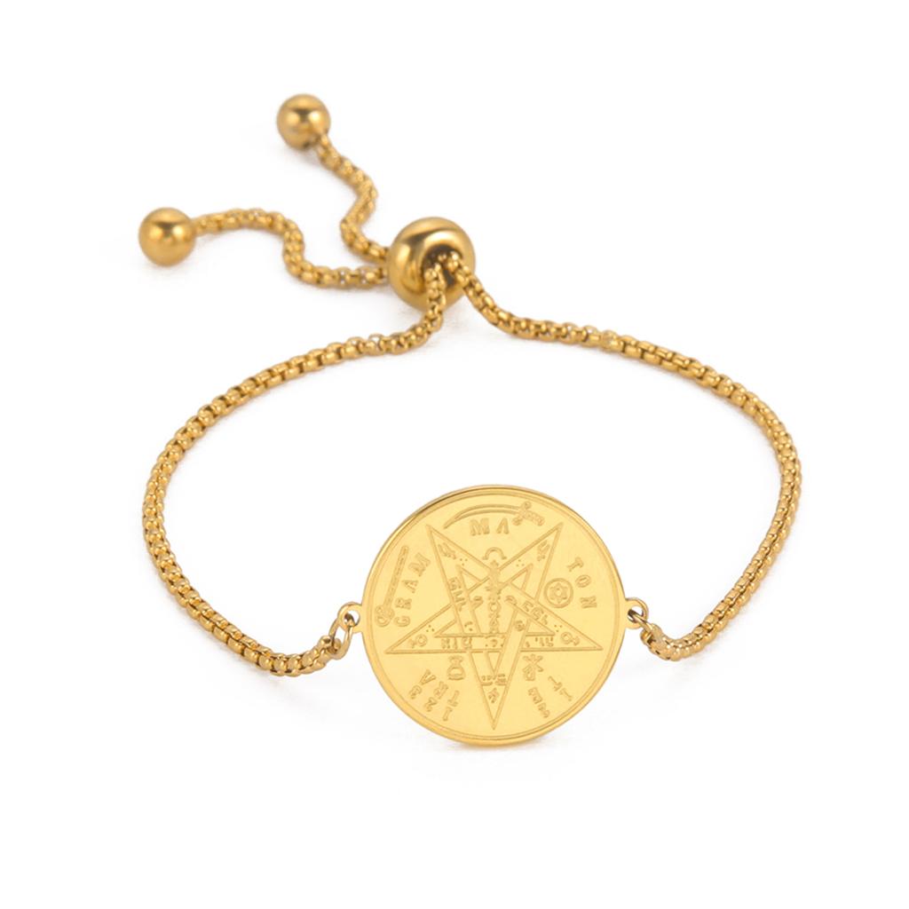Wicca Tetragrammaton Pentacle Bracelet Stainless Steel Magical Solomon Seal Pentagram Protection Sacred Amulet Jewelry